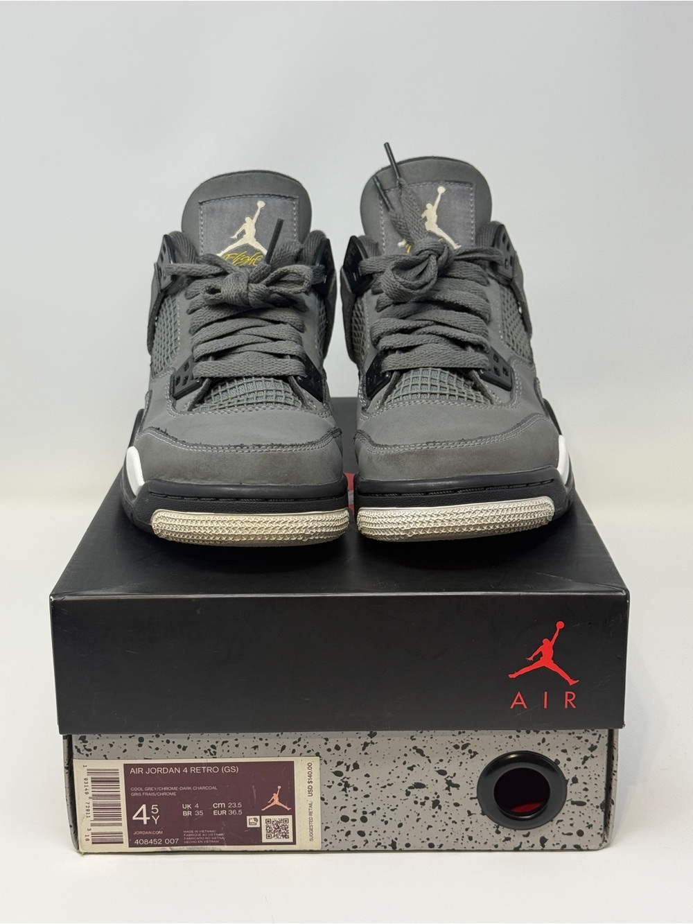 Size 4.5Y - Jordan 4 Retro Cool Grey